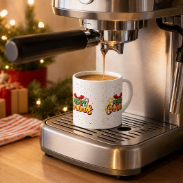 Xícara De Espresso Colorido Coração e Estrelas Feliz Natal Café Expre