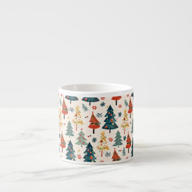 Xícara De Espresso Colourful Christmas Pine Trees Seamless Pattern (Frente)