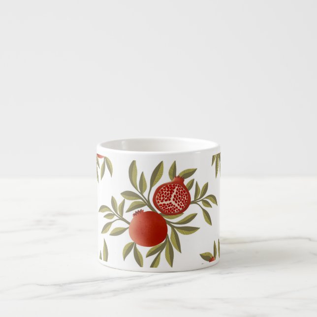 Xícara de espresso com padrão de romã botânico (Frente)