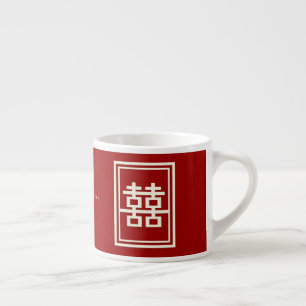 Xícara De Espresso Copo Wedding chinês vermelho da felicidade dobro