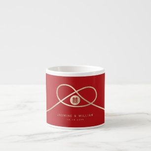 Xícara De Espresso Copo Wedding chinês vermelho da felicidade Dourad