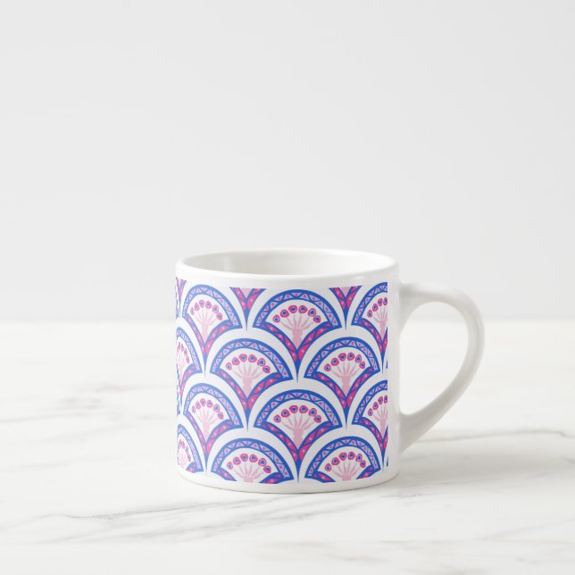 Xícara De Espresso cor damasco floral azul (Direita)