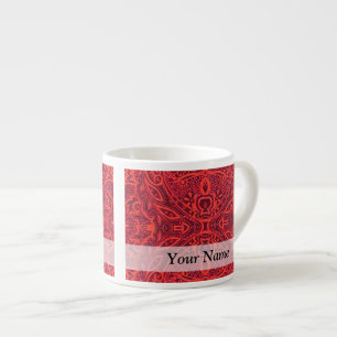 Xícara De Espresso Cor damasco tribal vermelha