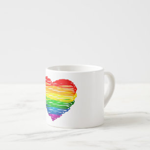 Xícara De Espresso Coração colorido arco-íris de SlipperyJoe rabiscad