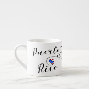 Xícara De Espresso Coração da bandeira de Puerto Rico, porto-riquen