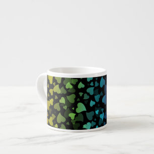 Xícara De Espresso Corações Coloridos em Preto