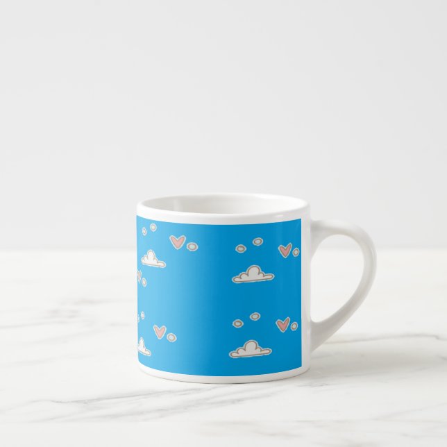 Xícara De Espresso Corações e nuvens em azul (Direita)