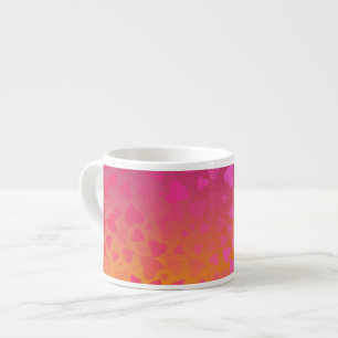 Xícara De Espresso Corações em queda cor-de-rosa laranja