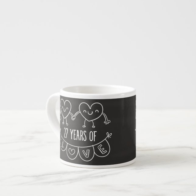 Xícara De Espresso Corações Gift Chalk, 27 anos (Frente Esquerda)