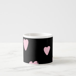 Xícara De Espresso Corações Rosa namorados: Amor Vintage.