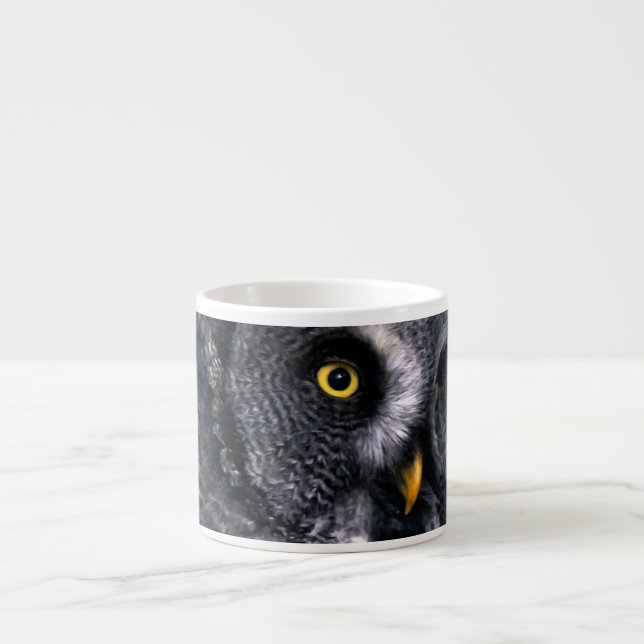 Xícara De Espresso Coruja Cinzenta Grande (Frente)