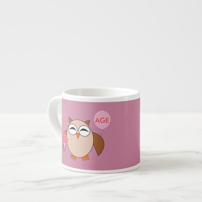 Xícara De Espresso Coruja de Aniversário Personalizada Espresso Mug (Frente Esquerda)
