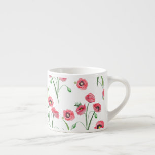 Xícara De Espresso Cozinha de Campo Poppy com Aquarela