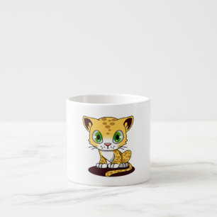 XÍCARA DE ESPRESSO COZINHA DE OLHOS VERDES ESPONTADA EM UMA MAT DE MA