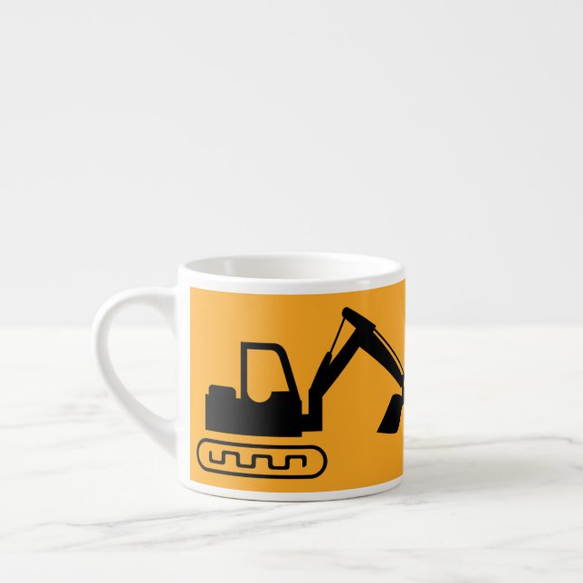 Xícara De Espresso Crane Backhoe, Yellow Black, Worker  (Esquerda)