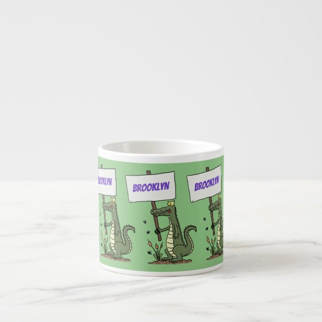 Xícara De Espresso Crocodilo engraçado, alinhador com cartoon (Frente)