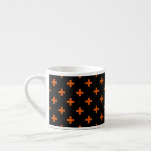 Xícara De Espresso Cruz de polca laranja no preto