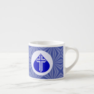 Xícara De Espresso Cruz em forma de lágrima em Azul