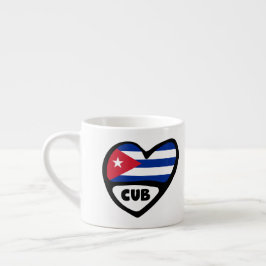 Xícara De Espresso Cuba Country Code Flag Heart, CUB