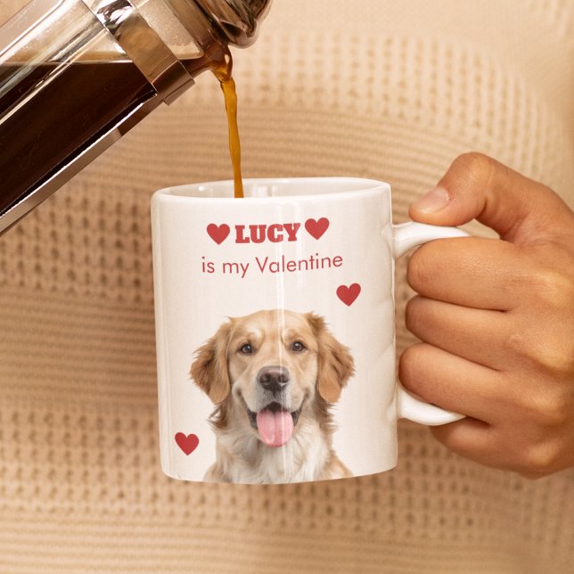 Xícara De Espresso Custom Dog Photo Valentine’s Day Espresso Mug (Criador carregado)