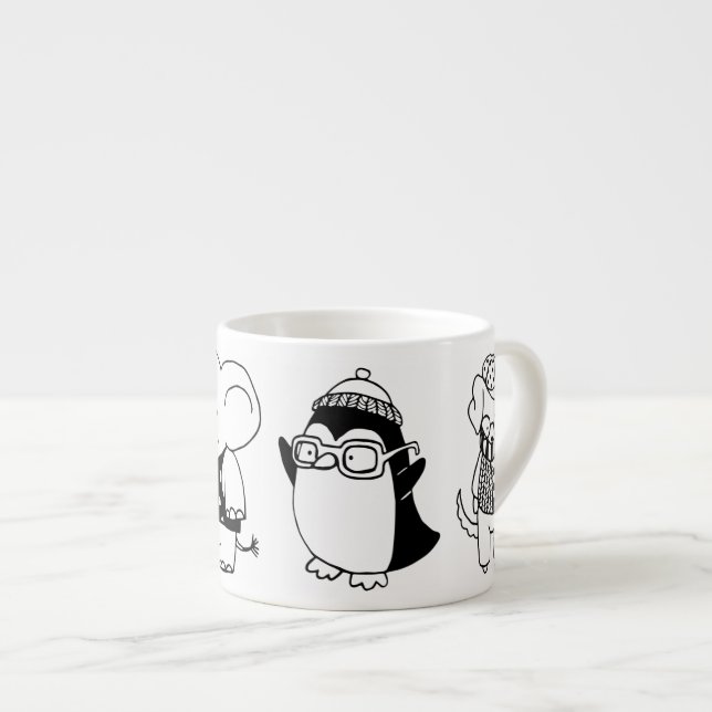 Xícara De Espresso Cute Kiddie Cartoon Critters  (Frente Esquerda)