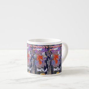 Xícara De Espresso Da maneira arte futura retro de amanhã hoje