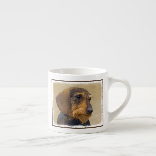 Xícara De Espresso Dachshund (Wirehaired) Pintura Original para Cacho (Direita)
