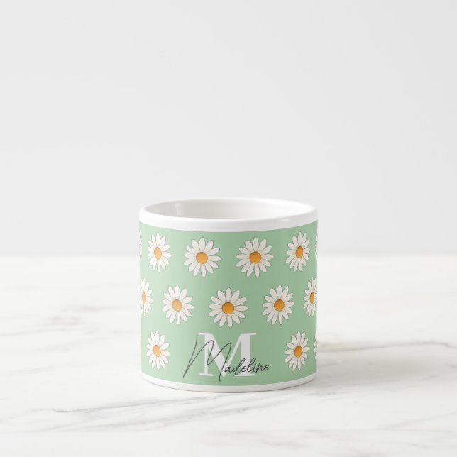 Xícara De Espresso Daisy Floral Espresso Mug - Mini Taça De Café Cute (Frente)
