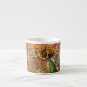Xícara De Espresso Dama do Renascimento Capricórnio Fantasia Vintage