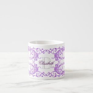 Xícara De Espresso Damasco da violeta do monograma