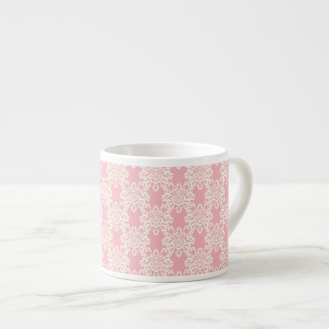 Xícara De Espresso Damasco retro floral (Frente Esquerda)