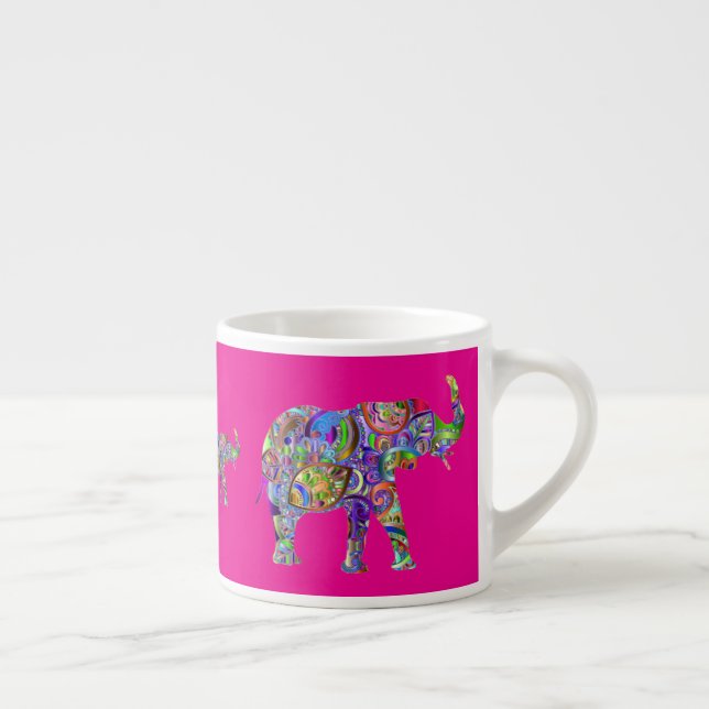 Xícara De Espresso Decorative Elephants on Fuchsia Espresso Mug (Direita)