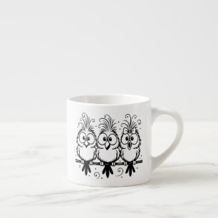Xícara De Espresso Desenho Animado de Pássaros Engraçados-56456