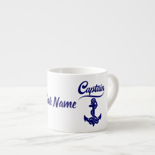 Xícara De Espresso Desenho Náutico Âncora Vela Capitão