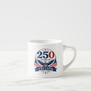 Xícara De Espresso Desenho Patriótico de Águia EUA 250 Anos de Liberd