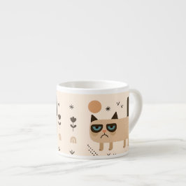 Xícara De Espresso Design de Gato Engraçado, Escandinavo Minimalista