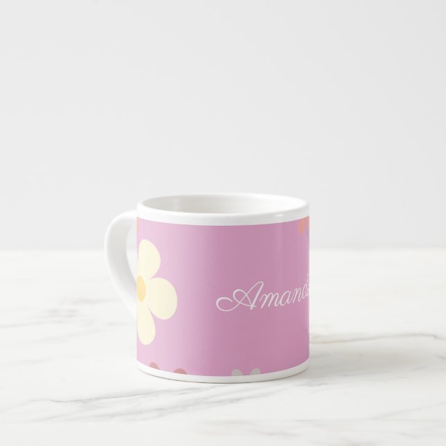 Xícara De Espresso Design de Padrão Floral Personalizável (Frente Esquerda)