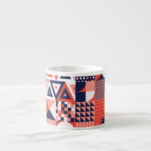 Xícara De Espresso Design de Retro Bauhaus, geométrico colorido.