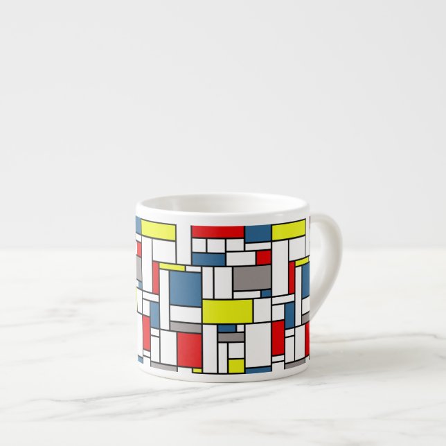 Xícara De Espresso Design mondrian (Frente Esquerda)