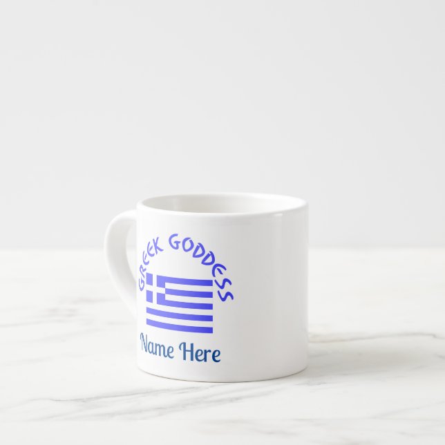 Xícara De Espresso Deusa Grega e Bandeira da Grécia (Frente Esquerda)