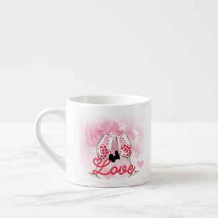 Xícara De Espresso Dia de os namorados Floral Rosa Elegante
