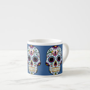 Xícara De Espresso Dia do Crânio de Açúcar Morto Azul