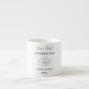 Xícara De Espresso Dia do Nosso Primeiro Pai   Nome do bebê, Pai e an