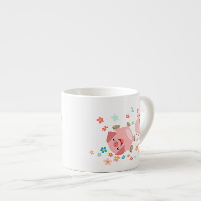 Xícara De Espresso Dois porcos bonitos em Primavera Espresso Mug (Frente Esquerda)