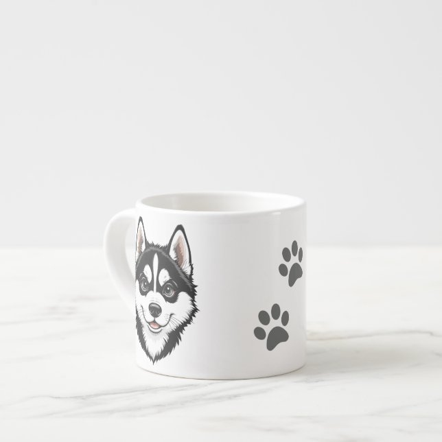 Xícara De Espresso Dulce Cachorro Husky Siberiano (Frente Esquerda)