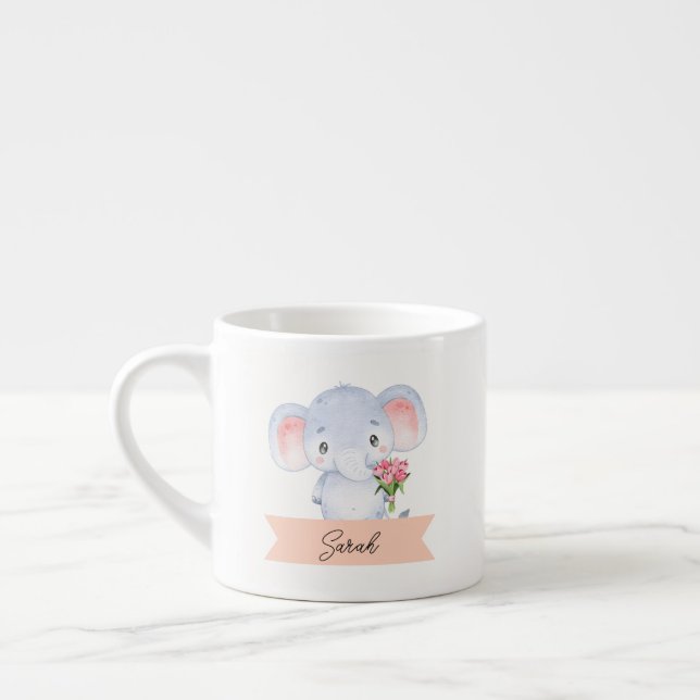 Xícara De Espresso Elefante para crianças personalizadas (Esquerda)