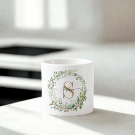 Xícara De Espresso Elegant Botanical Monogram Espresso Mug with Name