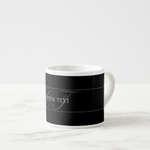 Xícara De Espresso Elegante Monograma de Script Editável Preto Cinza