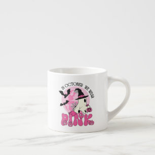 Xícara De Espresso Em outubro Vestimos Fantasmas Rosa De Halloween
