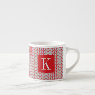 Xícara de Espresso em Tricô Cinza Vermelho + Inici